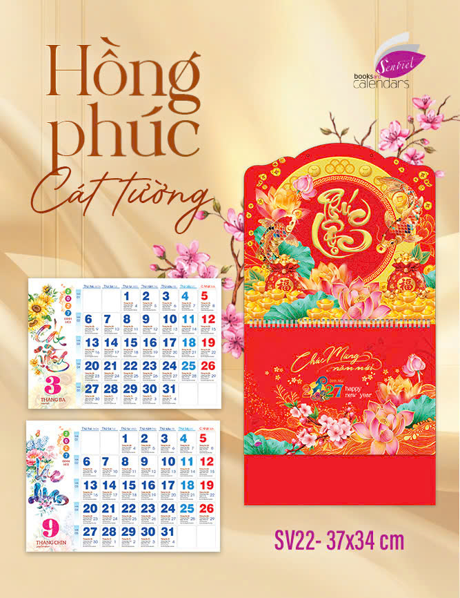 Lịch 12 Tháng - Hồng Phúc Cát Tường
