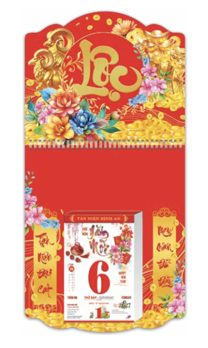Bìa Lịch Lò Xo Giữa Mini Gắn Bloc - Đinh Mùi Đại Cát