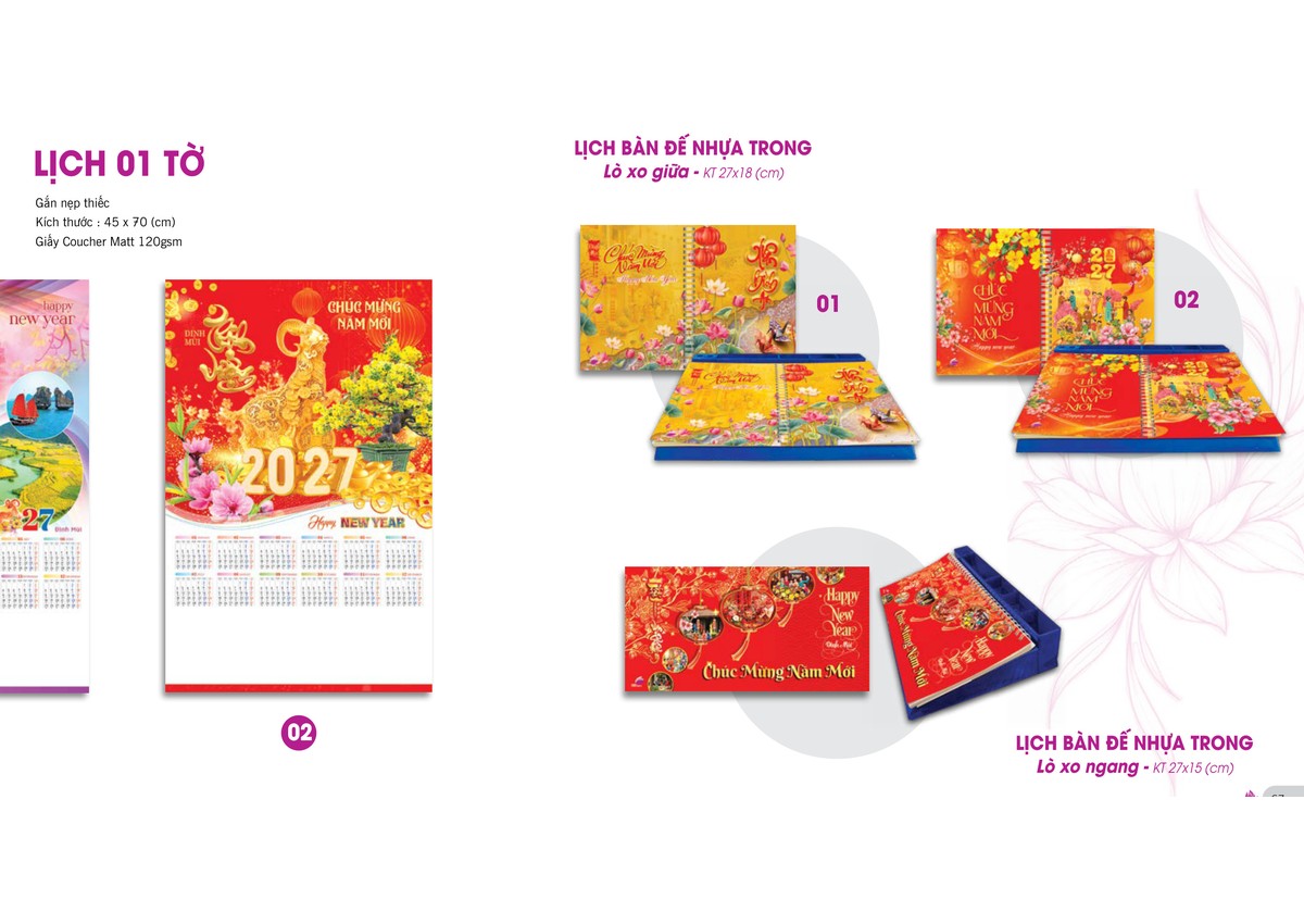 Lịch bàn Sen Việt 2027
