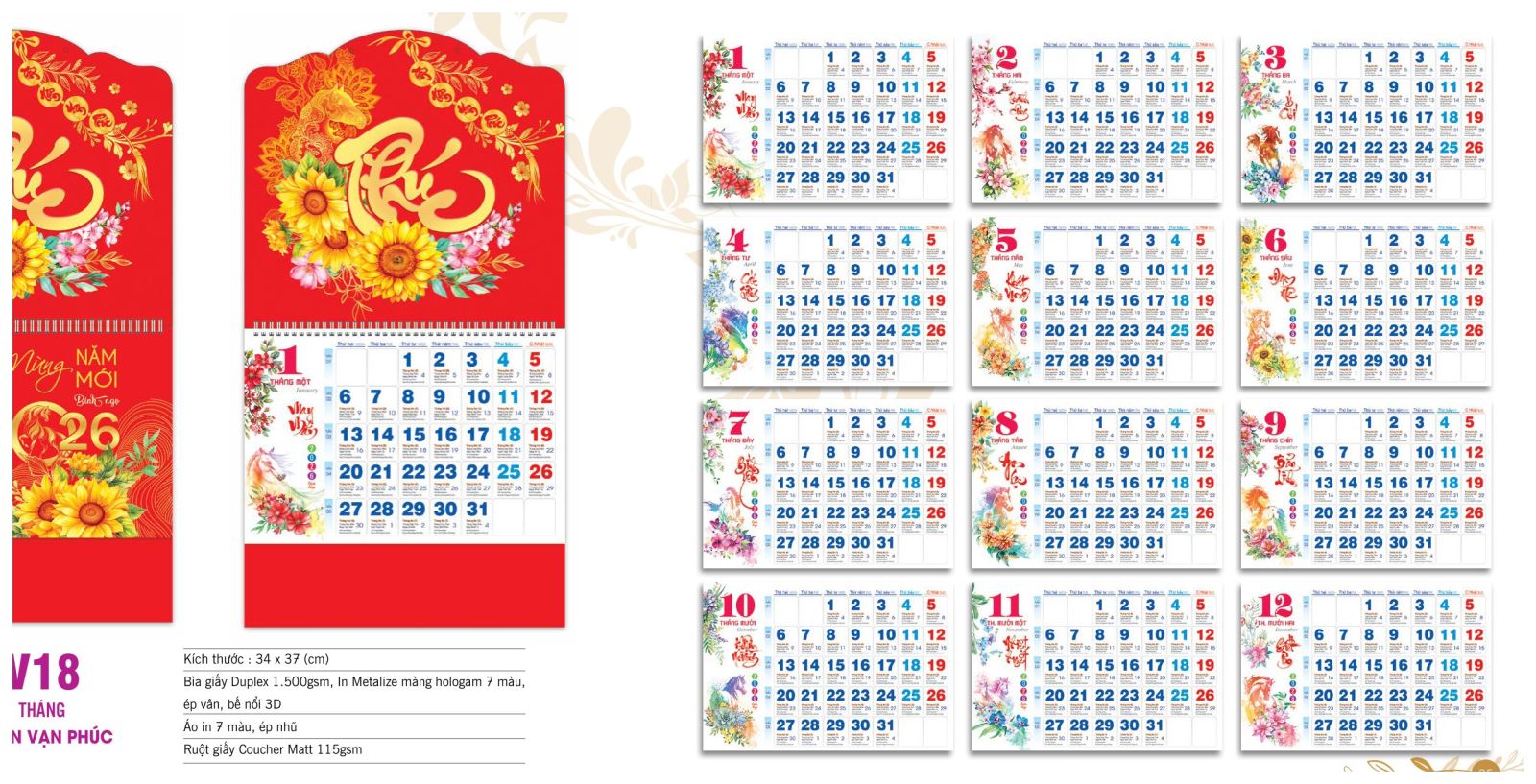 Lịch 12 Tháng - Tân Niên Phát Lộc