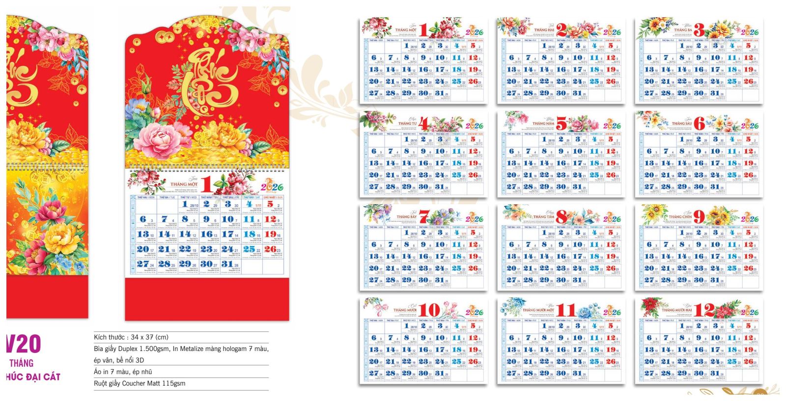 Lịch 12 Tháng - Tân Niên Vạn Phúc
