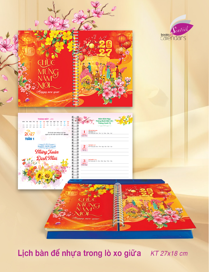Lịch Để Bàn Đế Nhựa Trong - Mẫu 01